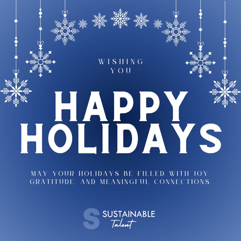 Happy Holidays graphic for Sustainable Talent