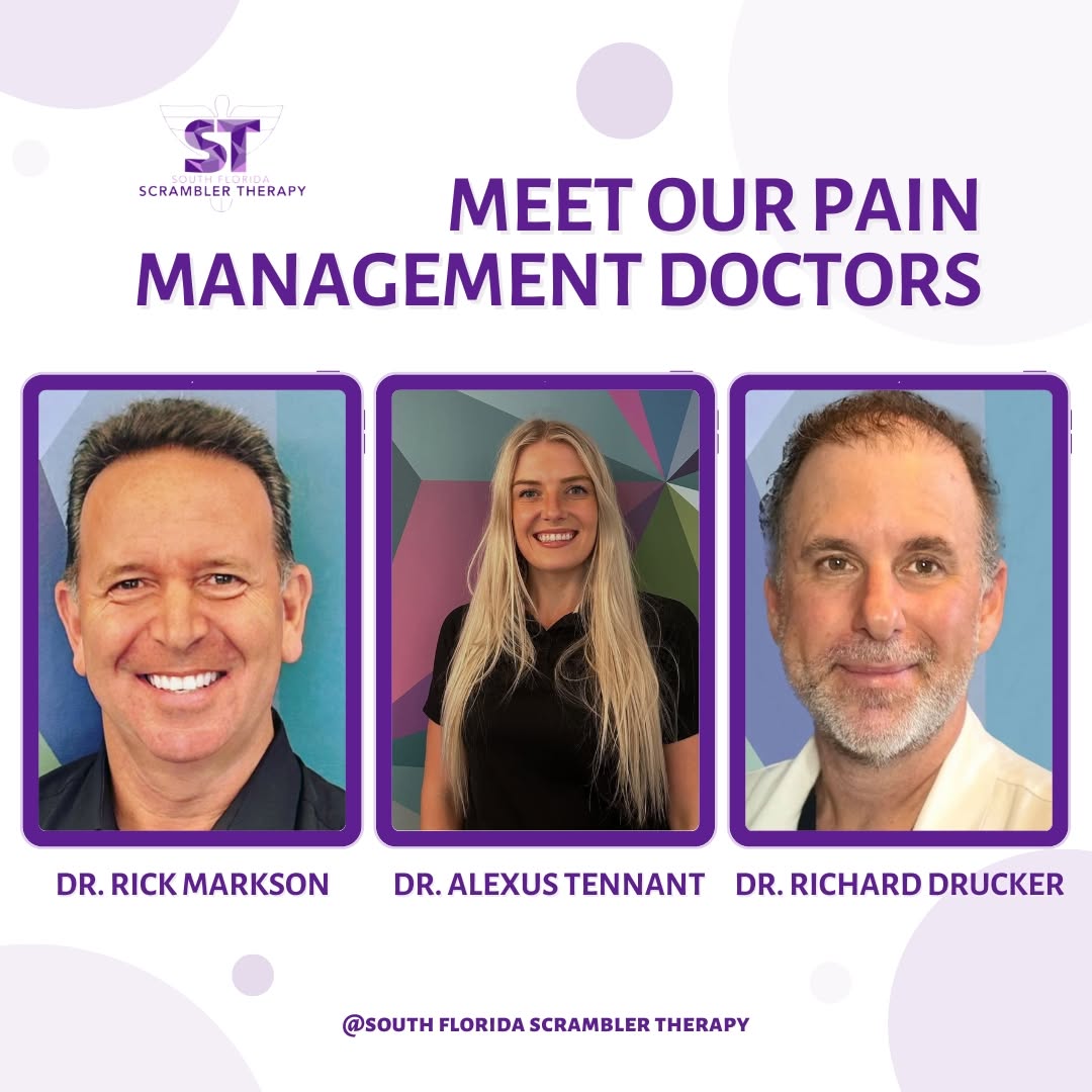 Meet Our Pain Management Doctors graphic for South Florida Scrambler Therapy
