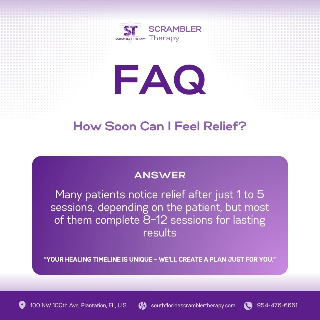 FAQ How Soon Can I Feel Relief graphic for South Florida Scrambler Therapy