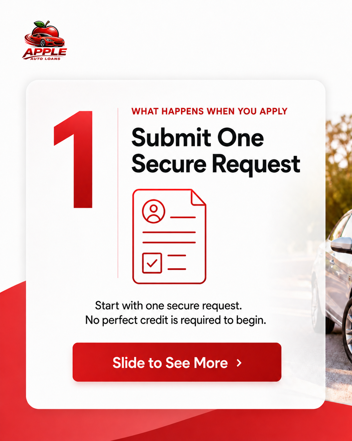 Submit One Secure Request step graphic for Apple Auto Loans