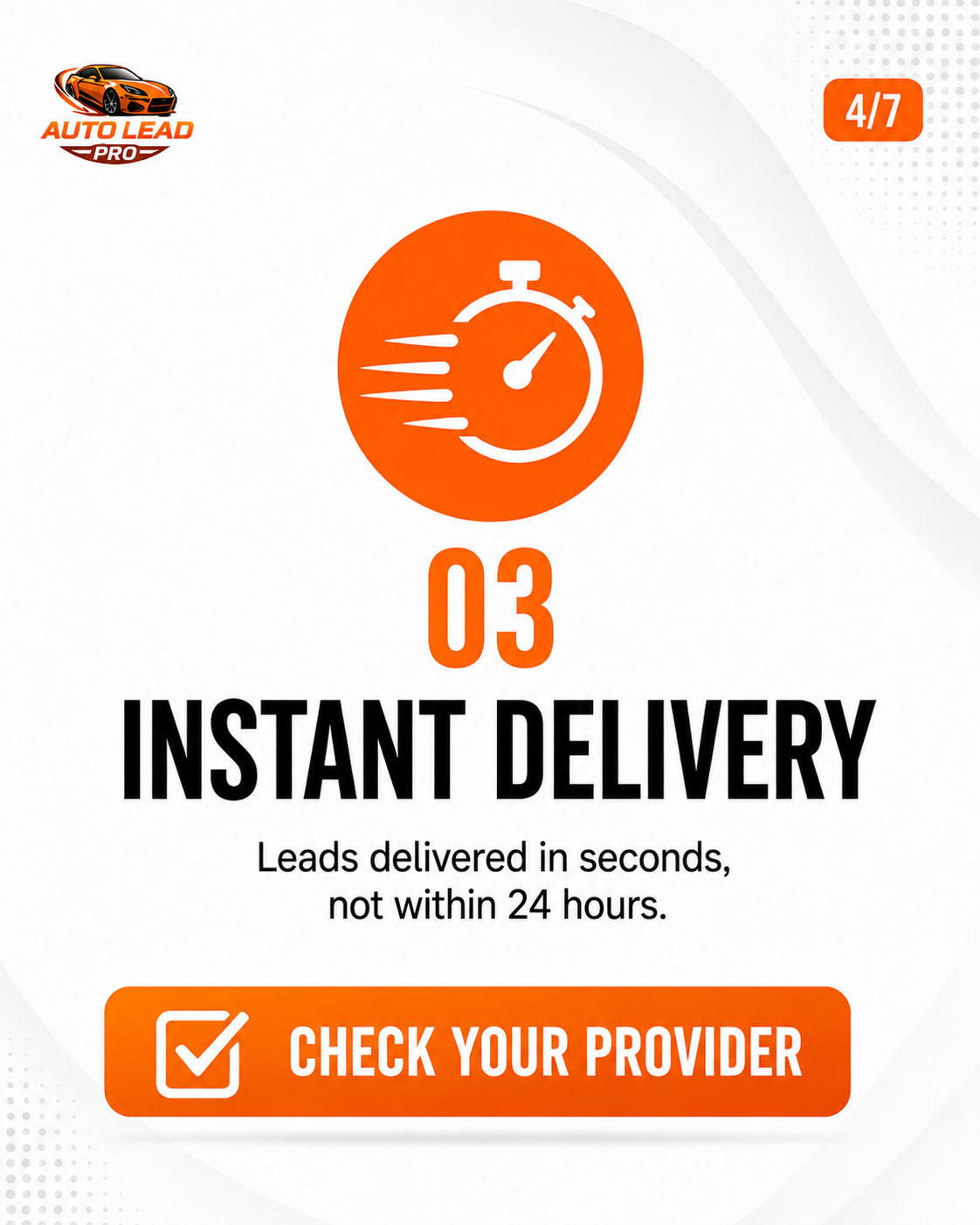 Instant Delivery carousel slide for Auto Lead Pro