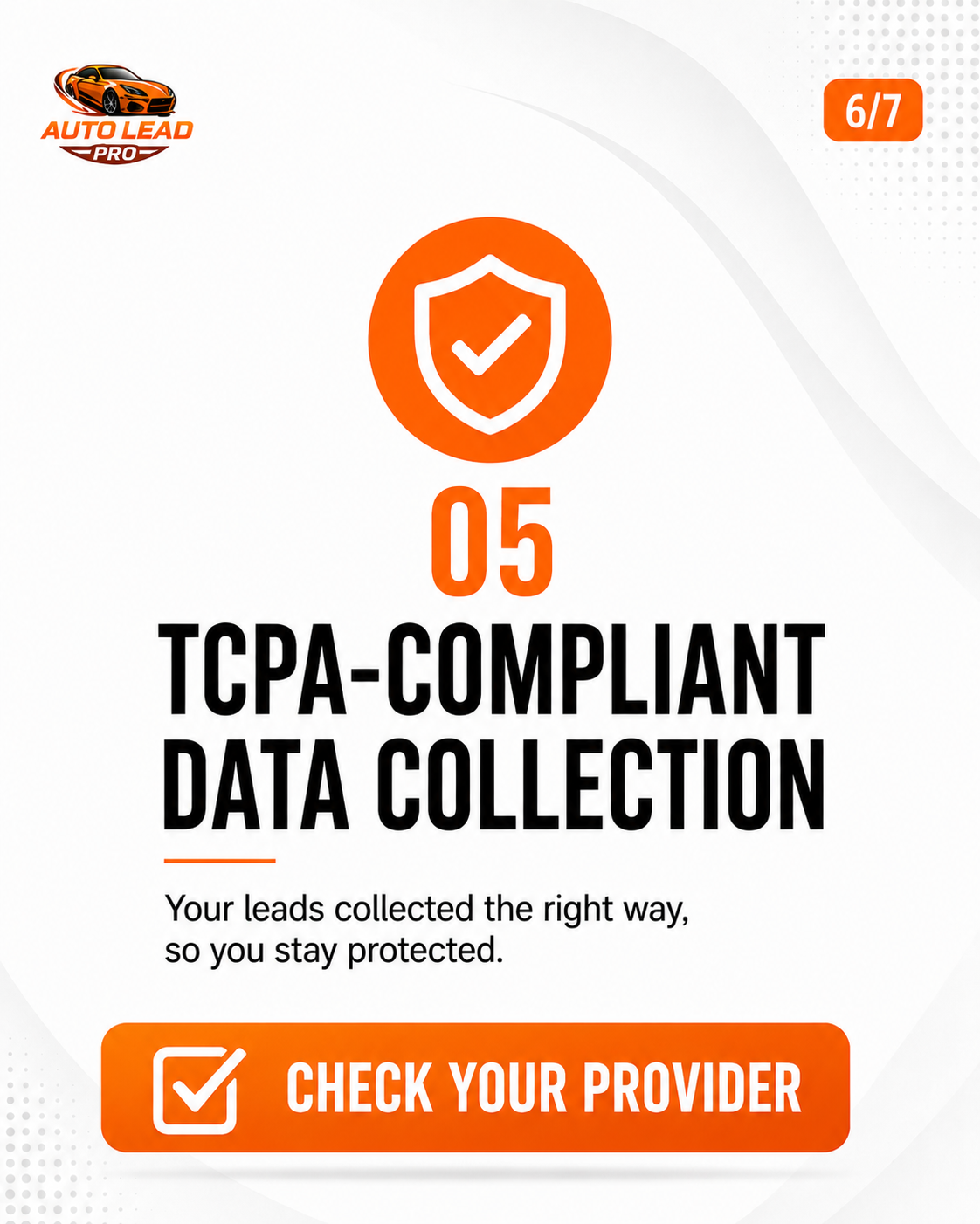 TCPA-Compliant Data Collection carousel slide for Auto Lead Pro