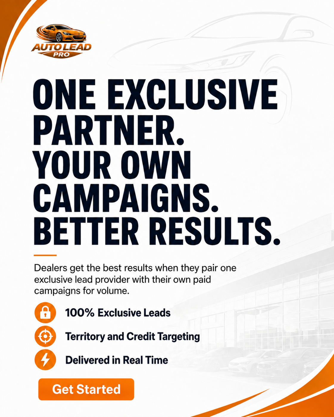 One Exclusive Partner value proposition graphic for Auto Lead Pro