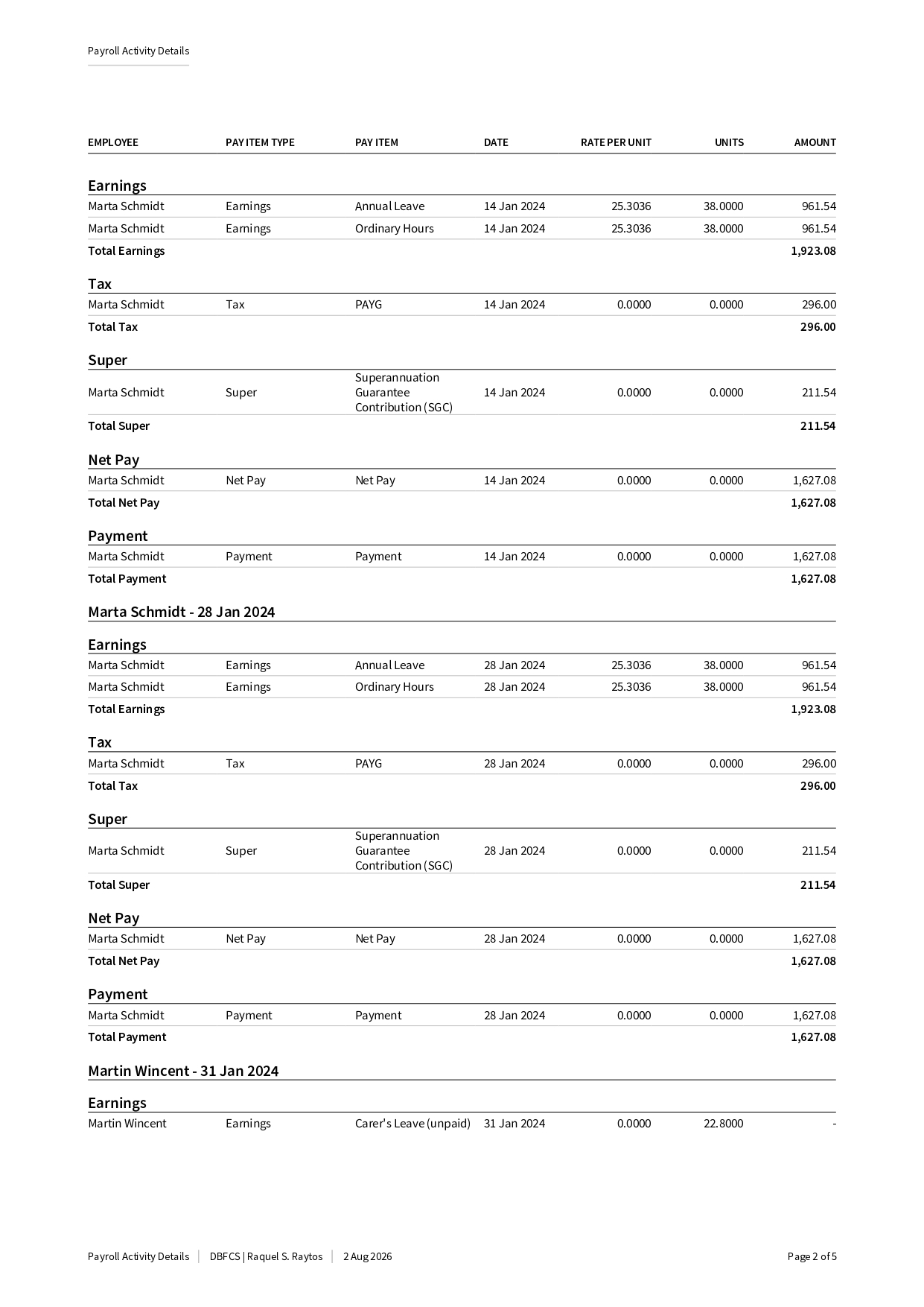 Payroll Activity Details, page 2