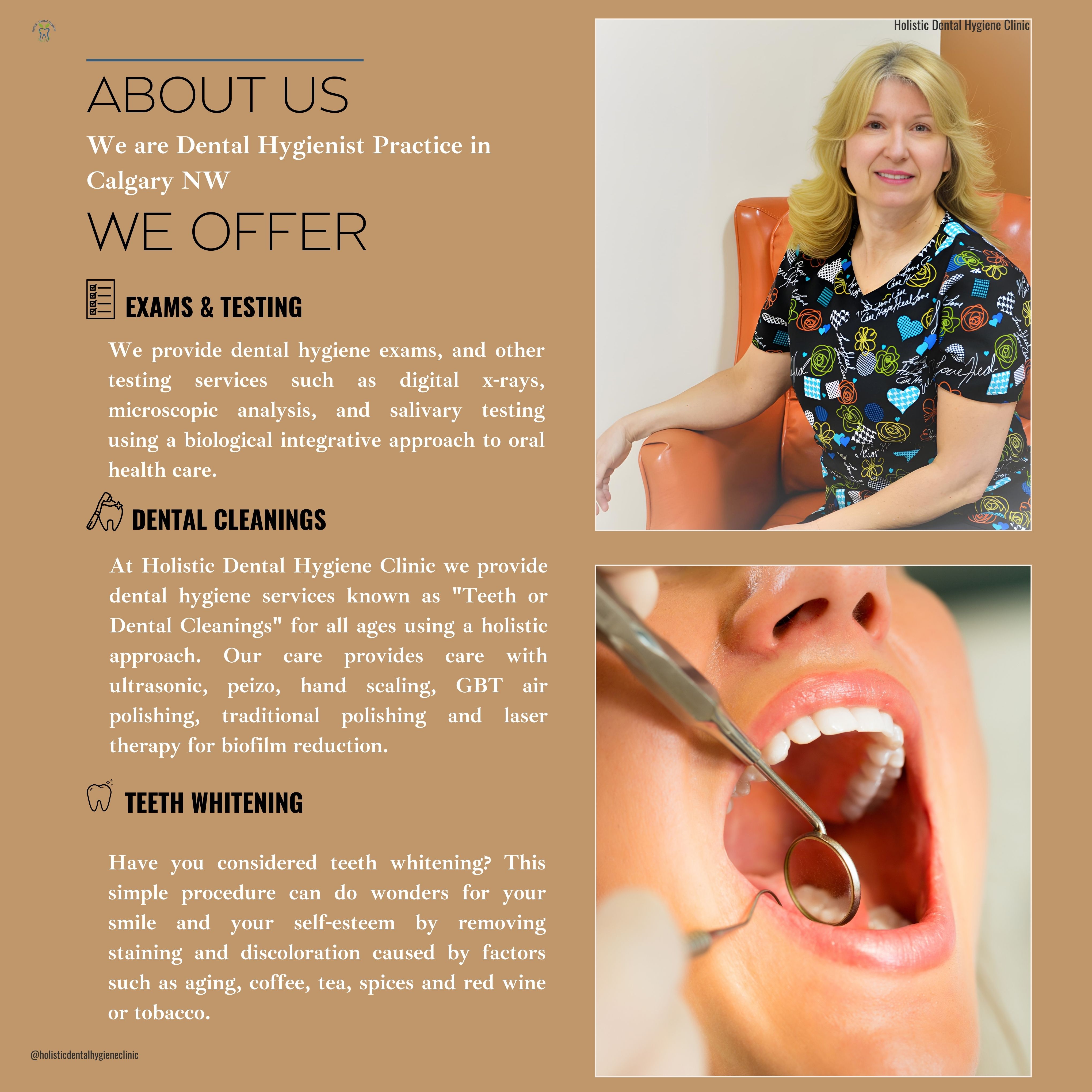 About Us services graphic for Holistic Dental Hygiene Clinic