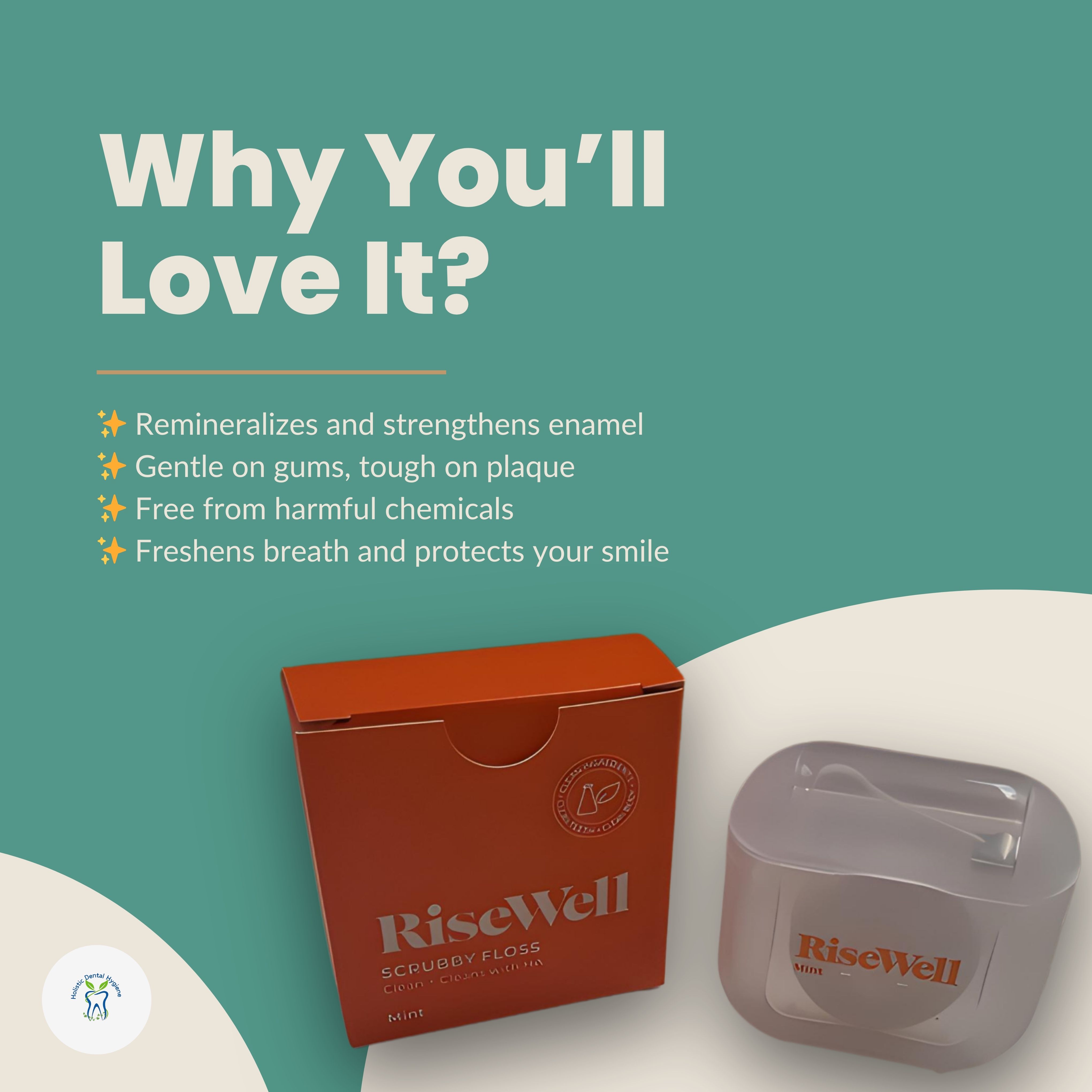 Risewell Floss Why You'll Love It graphic for Holistic Dental Hygiene Clinic