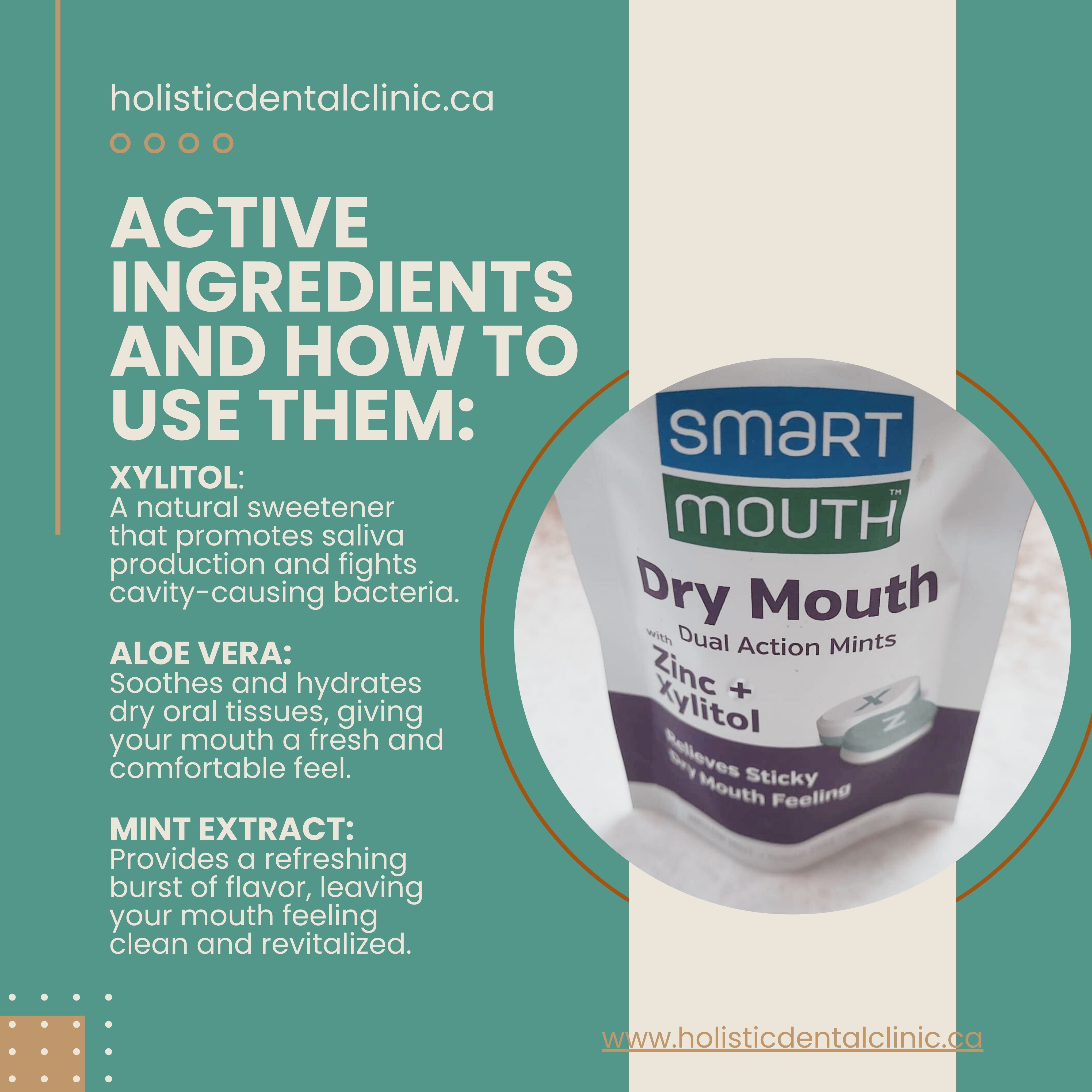 SMART Mouth Lozenges active ingredients repost graphic for Holistic Dental Hygiene Clinic