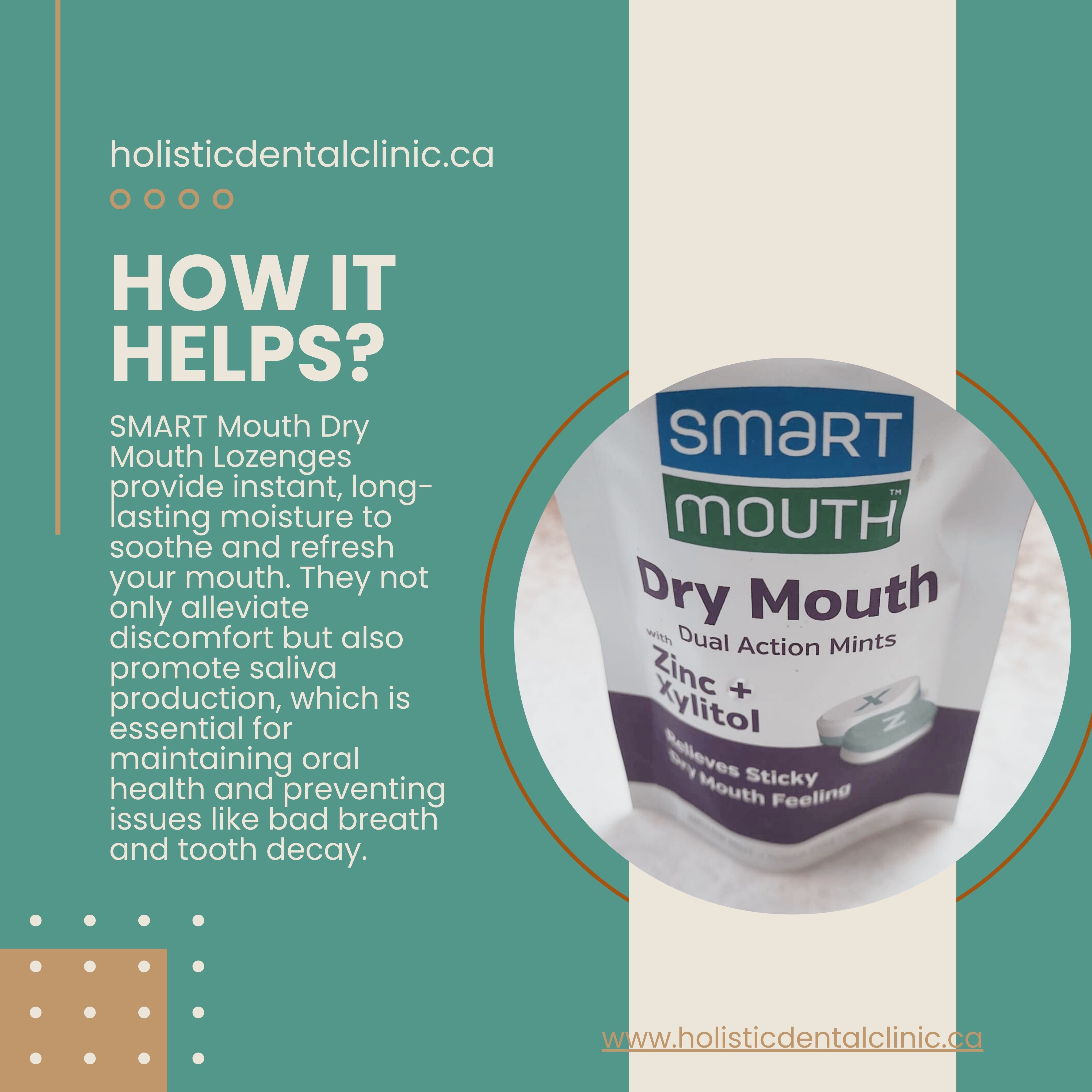 SMART Mouth Lozenges How It Helps graphic for Holistic Dental Hygiene Clinic