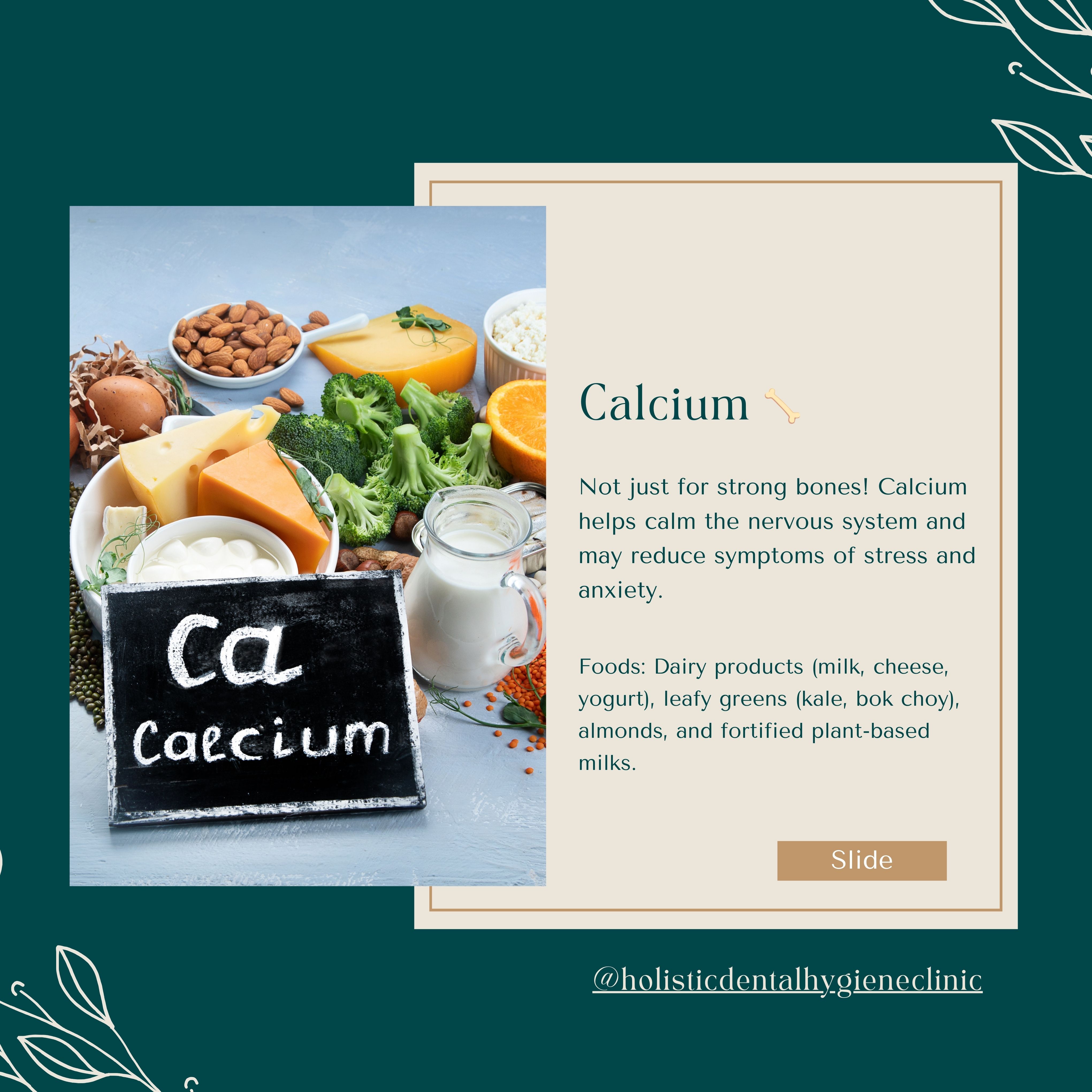 Calcium stress mineral carousel slide for Holistic Dental Hygiene Clinic