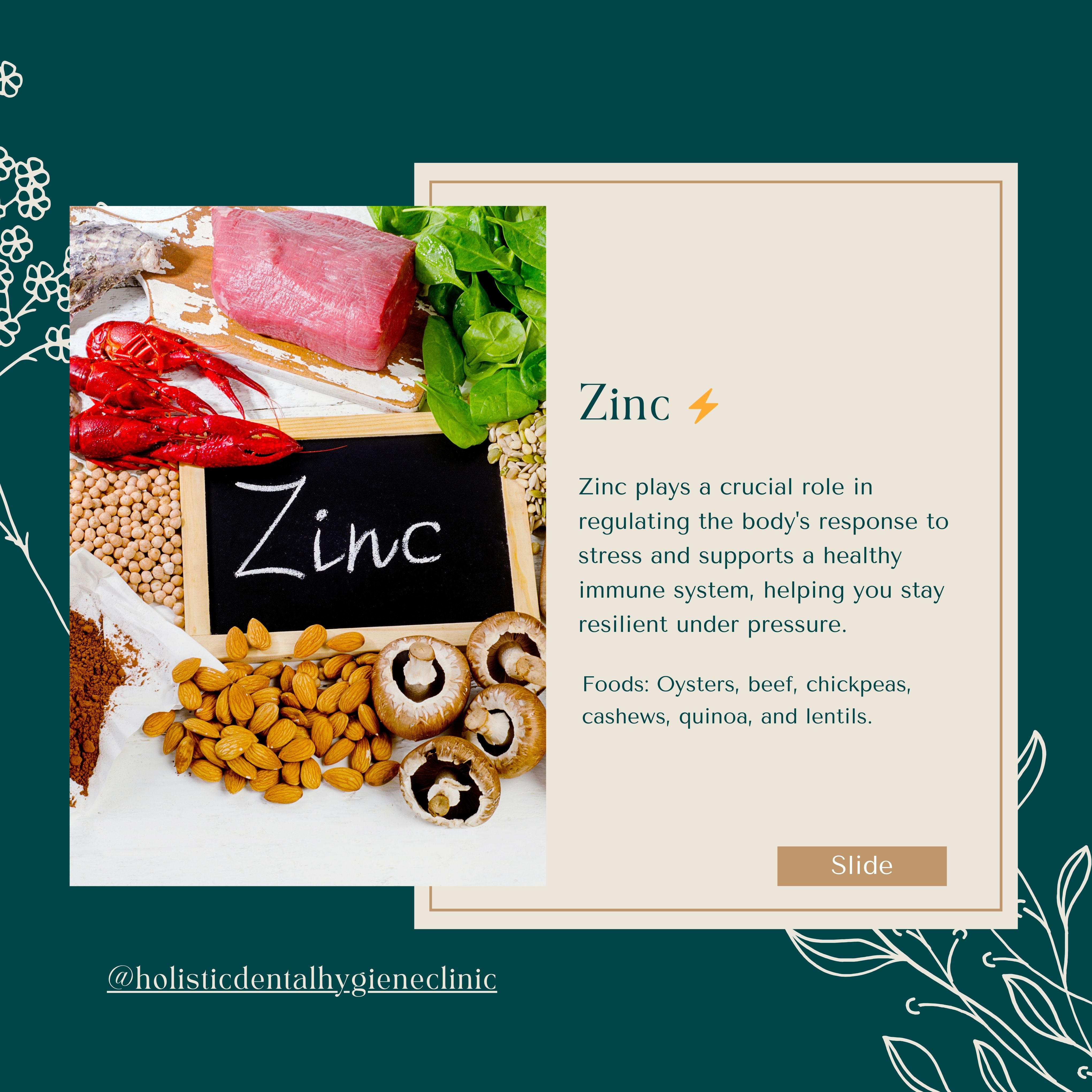 Zinc stress mineral carousel slide for Holistic Dental Hygiene Clinic